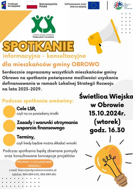 Spotkanie informacyjno - konsultacyjne z LGD Podgrodzie Toruńskie